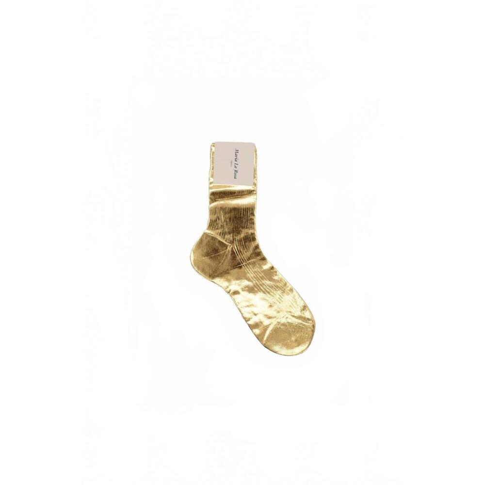 NEW MARIA LA ROSA women's laminated one socks in gold